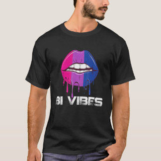 Bi Vibes tropfende Lippen Bisexueller Stolz Bisexu T-Shirt