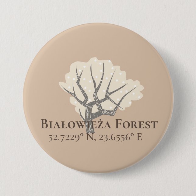 Białowieża Forest Latitude & Longitude Button (Vorderseite)