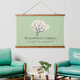 Białowieża Forest Latitude & Longitude Wandteppich Mit Holzrahmen
