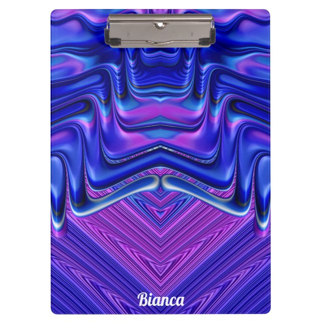 BIANCA ~ 3D! ~ Rosa Weiß und Blau Original ~ Klemmbrett (Vorderseite)