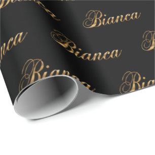 Bianca gold Design Lettering Geschenkpapier