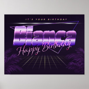 Bianca Name Vorname lila retro Poster Geburtstag