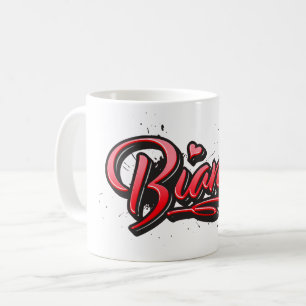 Bianca red heart graffiti tasse de café