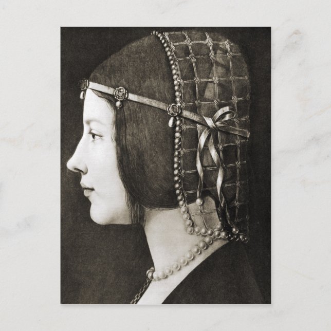 Bianca Sforza von Leonardo da Vinci Postkarte (Vorderseite)