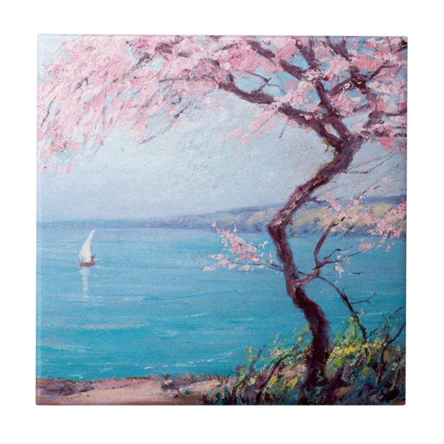 Biarritz Beach (von Kimon Loghi) Fliese (Vorderseite)