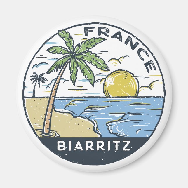 Biarritz France Vintag Magnet (Vorne)