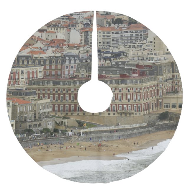 Biarritz Strand, Belle Époque Architektur. Polyester Weihnachtsbaumdecke (Vorderseite)