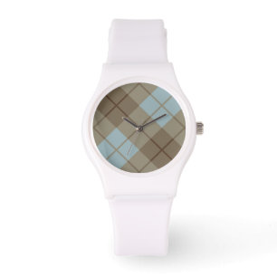 Bias Kariert in Blau und Braun Armbanduhr