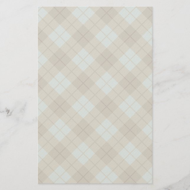 Bias Kariert in Blau und Braun Briefpapier (Vorderseite)