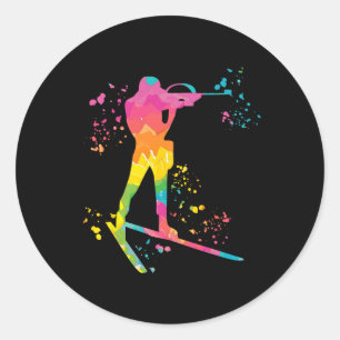 Biathlete Nordic Ski Biathlon 16 Runder Aufkleber
