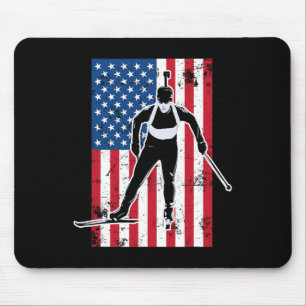 Biathlon American Flag 2 US-Geschenk - Biathlon Te Mousepad