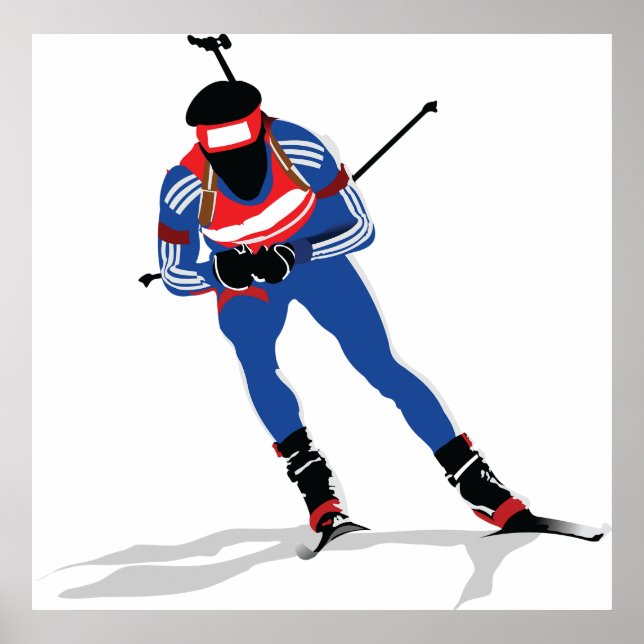 Biathlon Athlete on Skis Poster (Vorne)