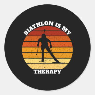 Biathlon Biathlonist meine Therapie Runder Aufkleber