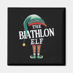 Biathlon Elf Christmas Group Xmas Pajama Party Magnet