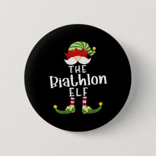 Biathlon Elf Gruppe Weihnachten Funny Pajama Party Button