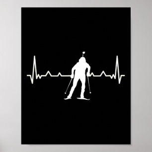 Biathlon Herzschlag Skilanglauf Winter Sport Poster