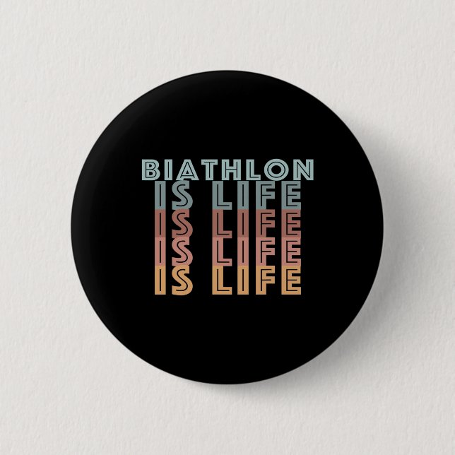 Biathlon ist das Retro-Farbwort Button (Vorderseite)