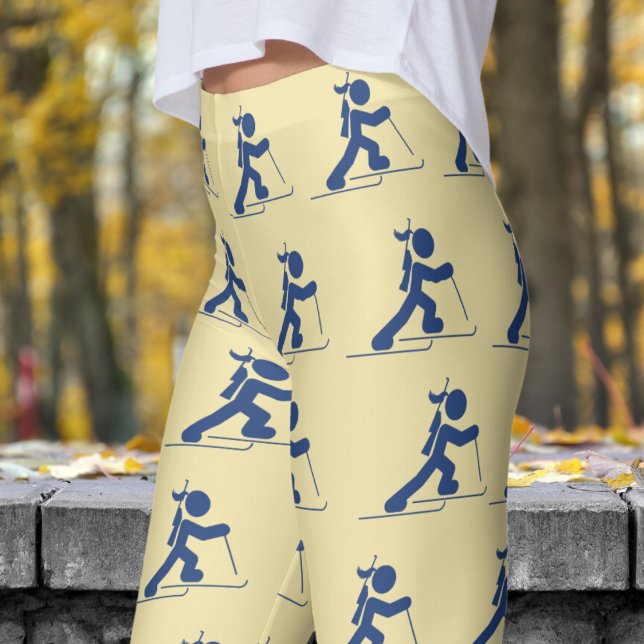 Biathlon-Muster für bezaubernde Weiße und Blaue Fr Leggings (Womens Biathlon on Vanilla White Leggings)