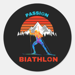 Biathlon Pion Unterstützer Langlaufski und Runder Aufkleber