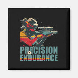 Biathlon Präzision und Ausdauer Retro Winterspur Magnet