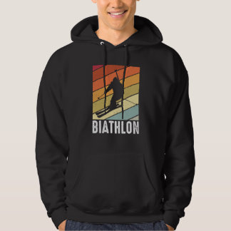 Biathlon Retro Wintersport Biathlet Skifahrer Berg Hoodie