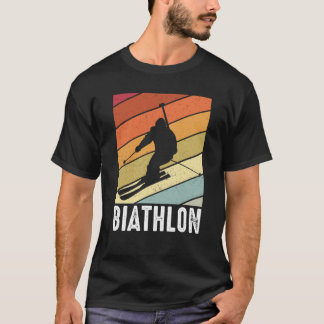 Biathlon Retro Wintersport Biathlet Skifahrer Berg T-Shirt