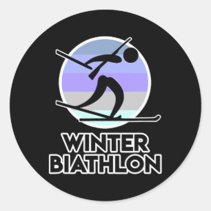 Biathlon Shirt für Damen und Herren - Winterbiathl Runder Aufkleber