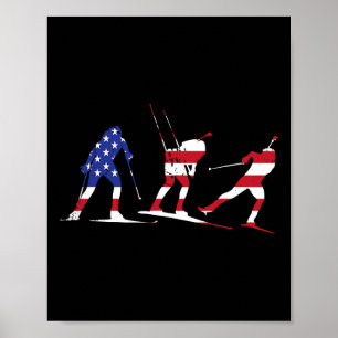 Biathlon Usa Flag Design für Wintersport für Wom Poster