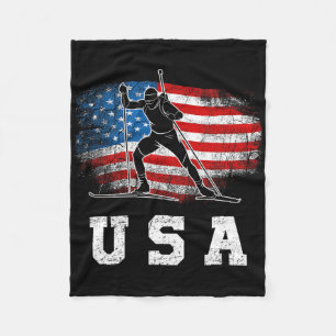 Biathlon Usa! Patriotisches Skifahren und Schießen Fleecedecke