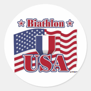 Biathlon USA Runder Aufkleber