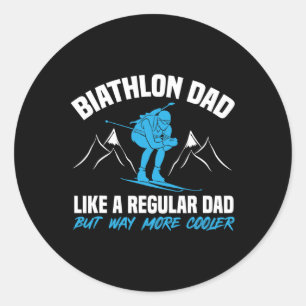 Biathlon Vater wie ein regelmäßiger Vater Cooler B Runder Aufkleber