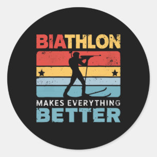 Biathlon Winter Skifahren Rafelschießen Biath Runder Aufkleber