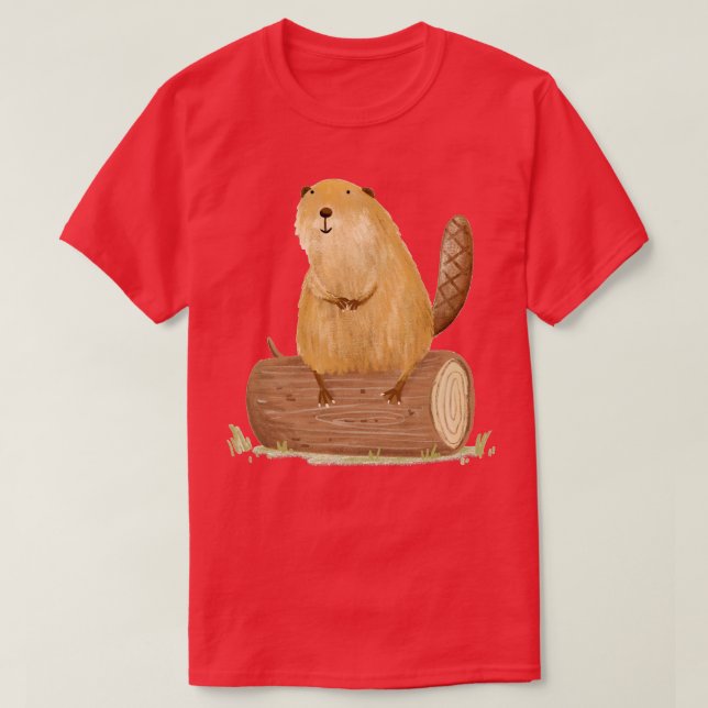 Biaver auf einem Log T-Shirt (Design vorne)