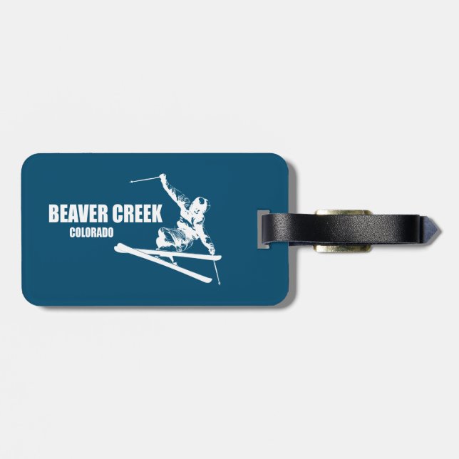 Biaver Creek Colorado Skier Gepäckanhänger (Rückseite horizontal)