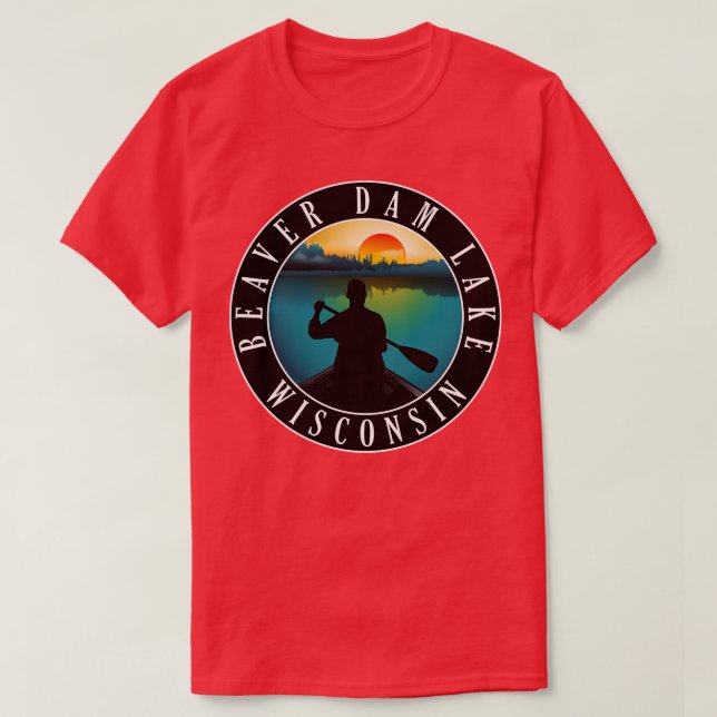 Biaver Dam Lake Wisconsin Canoeing T-Shirt (Design vorne)