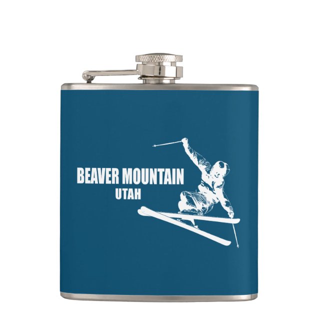 Biaver Mountain Resort Utah Skier Flachmann (Vorderseite)