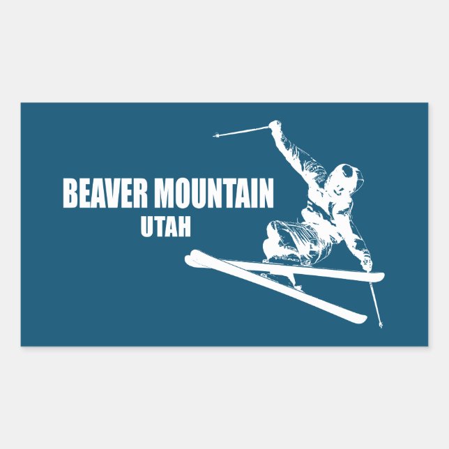 Biaver Mountain Resort Utah Skier Rechteckiger Aufkleber (Vorderseite)