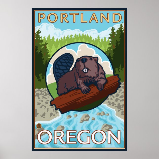 Biaver & River - Portland, Oregon Poster (Vorne)