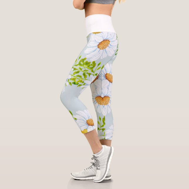 Bib Blume Leggings - gelb und weiß Daisie (Links)