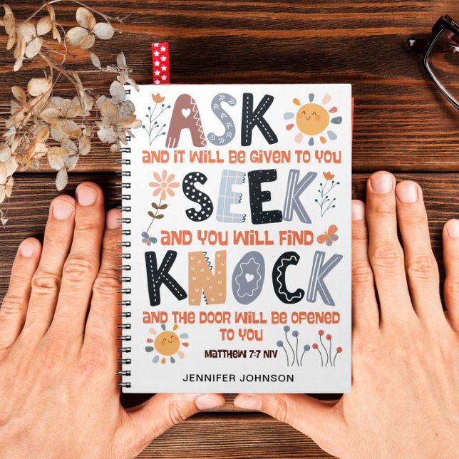 Bibel der Gebetsschrift Matthew 7:7 Notizblock (Von Creator hochgeladen)