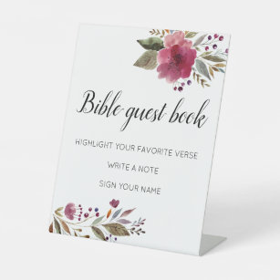 Bibel Gästebuch Burgundy Floral Wedding Sockelschild