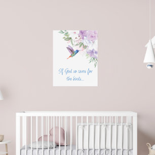 Bibel-inspirierter Spruch Blumen Kolibri Vogel Poster