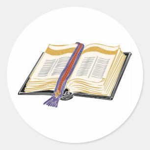 Bibel mit Woven-Lesezeichen Runder Aufkleber