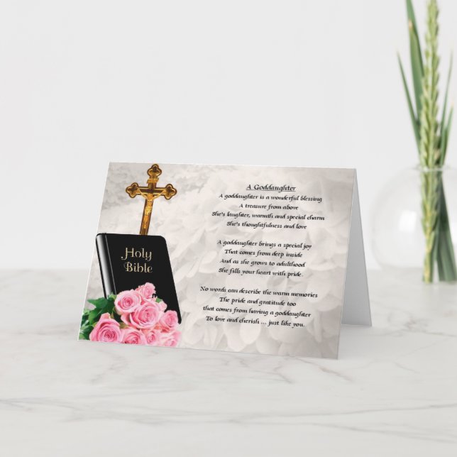 Bibel & Roses Goddaughter Poem Greeting Card Karte (Vorderseite)
