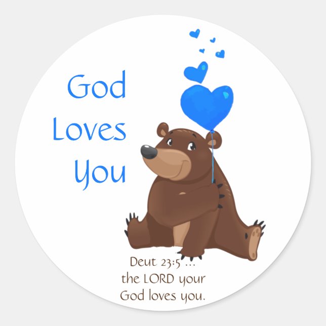 Bibel-Schrift, Gott-Lieben Sie Niedlich Teddy Bäre Runder Aufkleber (Vorderseite)