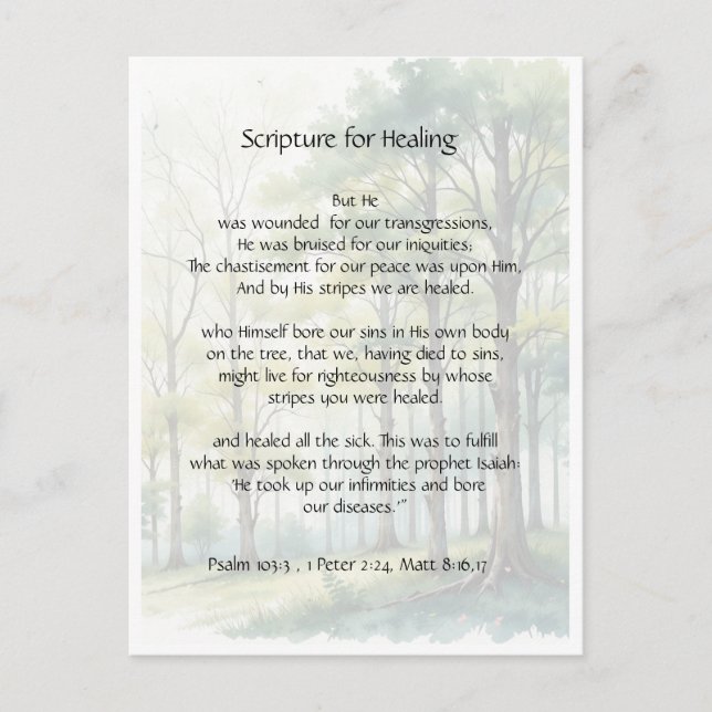 Bibel Schrift Heilung Gesundheit Krankheit Gesund  Postkarte (Vorderseite)