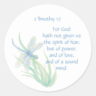 Bibel-Schrifts-Vers 2 Timothy-1:7 Libelle Runder Aufkleber
