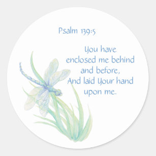 Bibel-Schrifts-Vers Psalm-139:5 Libelle Runder Aufkleber