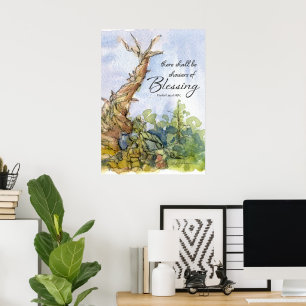 Bibel-Schriftstelle Ezechiel Borstenkiefer-Baum-Ku Poster