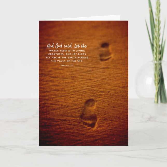 Bibel-Vers-Abdruck-Sand-Genese-1:20 Karte (Vorderseite)